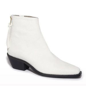 All Saints Lenora Square Toe Snake Embossed Bootie